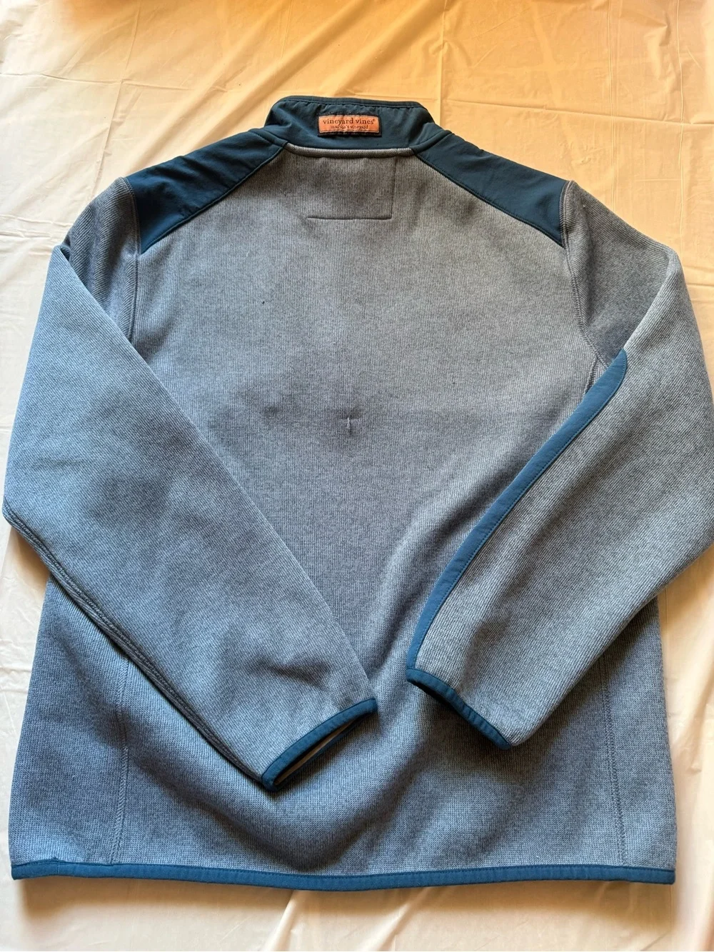 Vineyard Vines Blue Pullover with Blue Trim & Elbow Patches